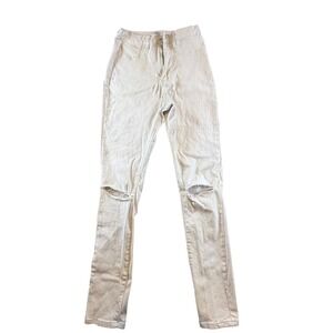 AP Blue by Aphrodite High Waisted Distressed Skinny Jeans Cream Size 11 AP4370W